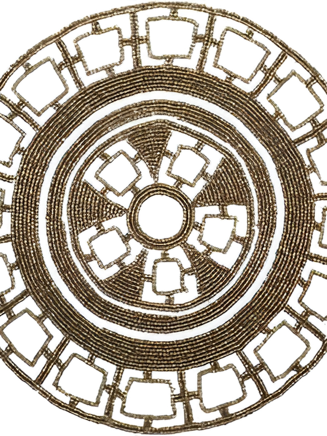 YWULY White Embellished Glass-Beaded Round Dining Table Placemat