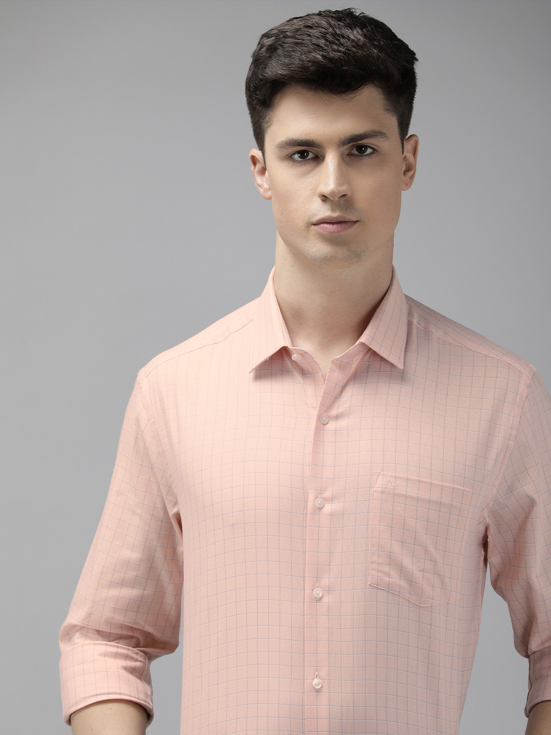 Arrow Manhattan Slim Fit Grid Tattersall Checked Pure Cotton Formal Shirt