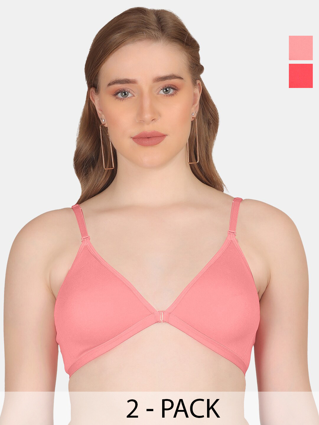 POOJA RAGENEE Pack Of 2 Anti Odour Double Layer Front Opener Hooks Detachable Strap Bra