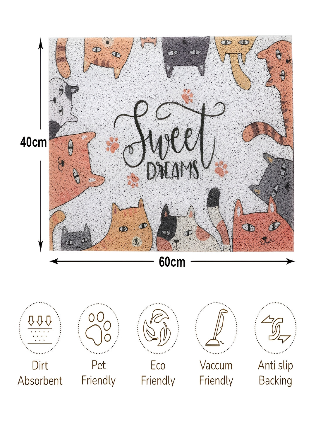 Kuber Industries Grey & Orange Sweet Dreams Anti Skid Doormat