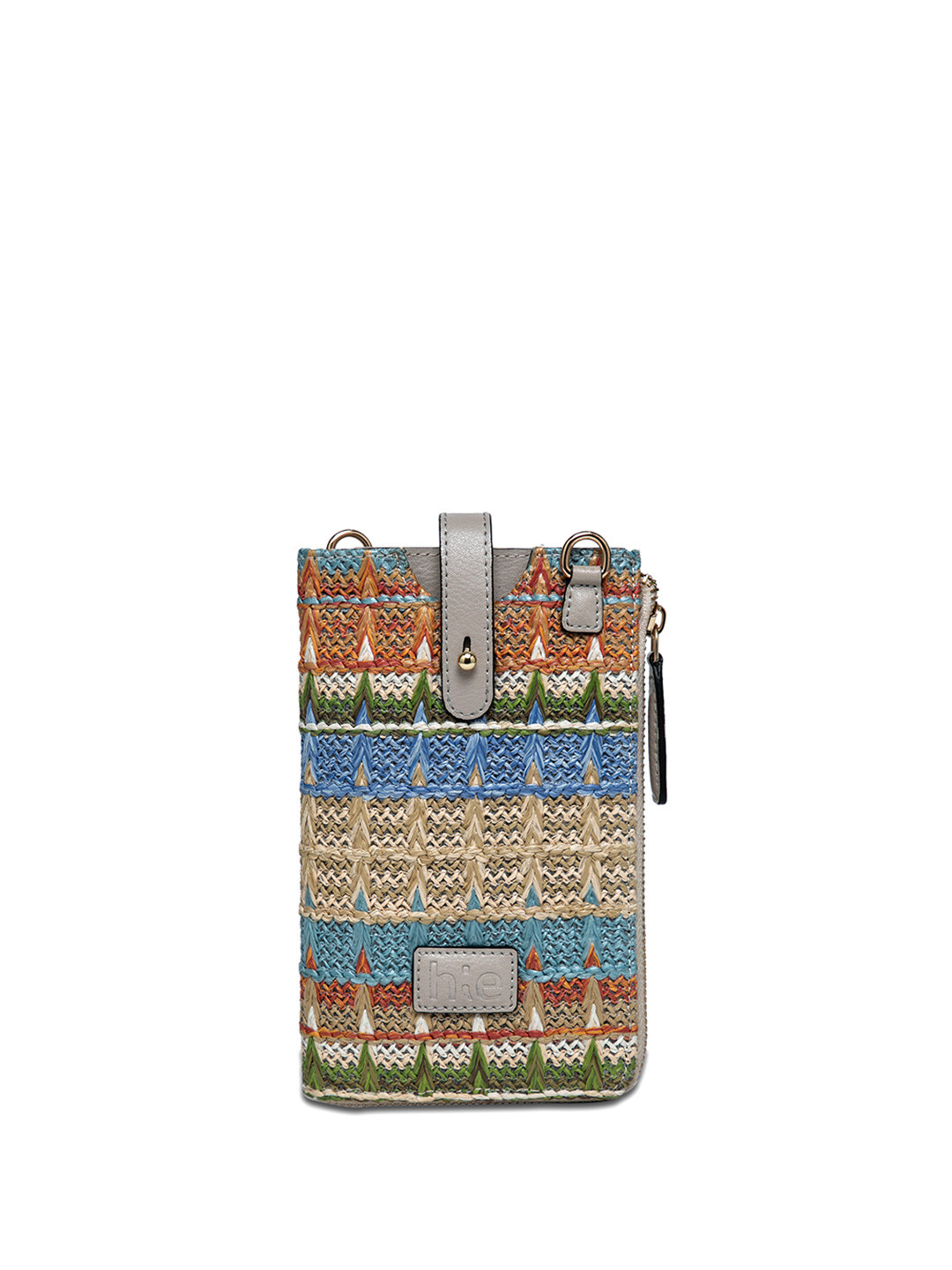 HIE Women Hannah Self-Design Jute Mobile Pouch Bag with Detachable Sling