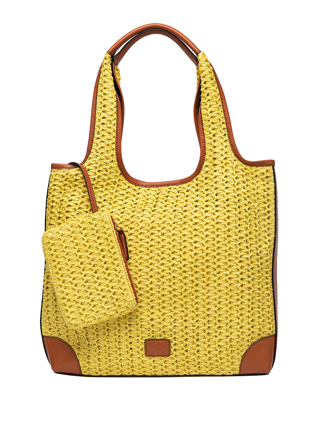 HIE Anya Textured Self Design Synthetic Leather Shopper Tote Bag With Hanging Pouch