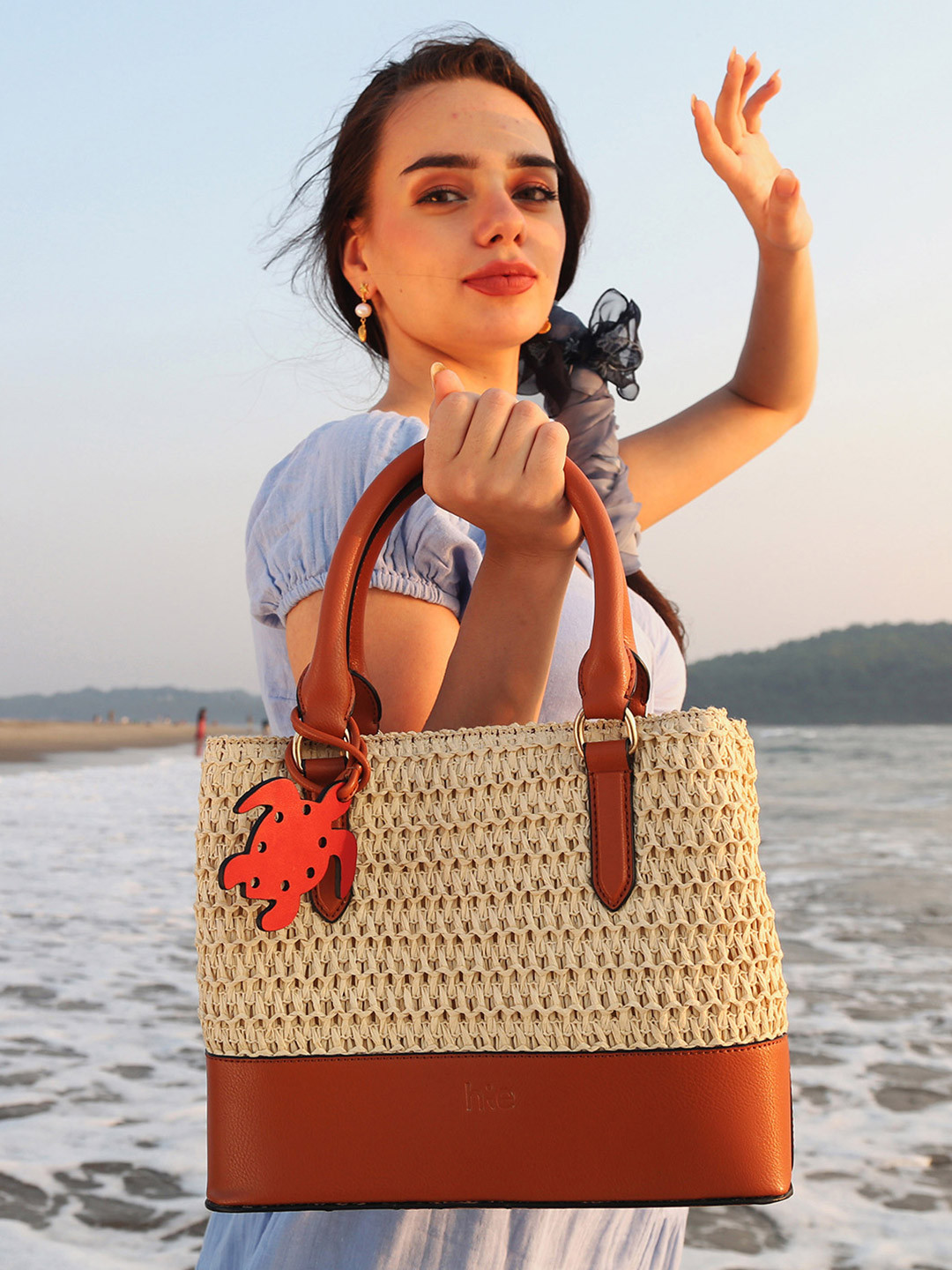 HIE Women's Mara Structured Design Sling Strap Textured Handbag