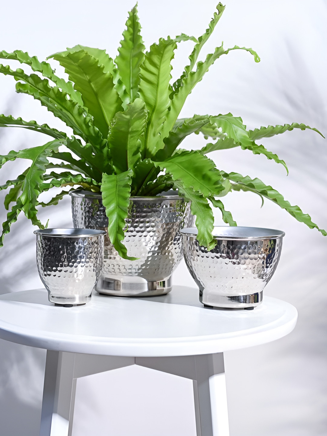 UGAOO Silver-Toned 3 Pieces Steel Elegance Planters