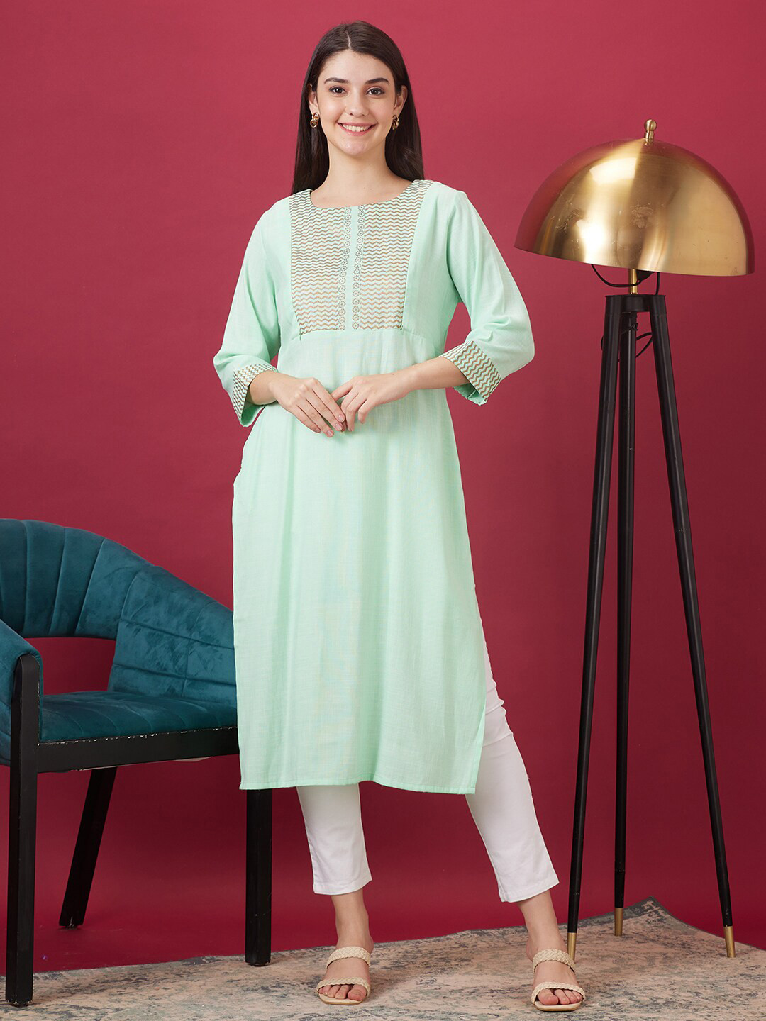 AV2 Maternity Chevron Yoke Design Pure Cotton Kurta