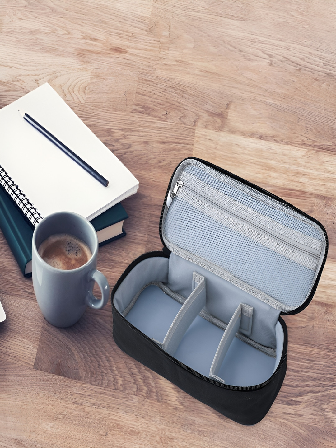 Kuber Industries Black Electronic Accessories Organiser