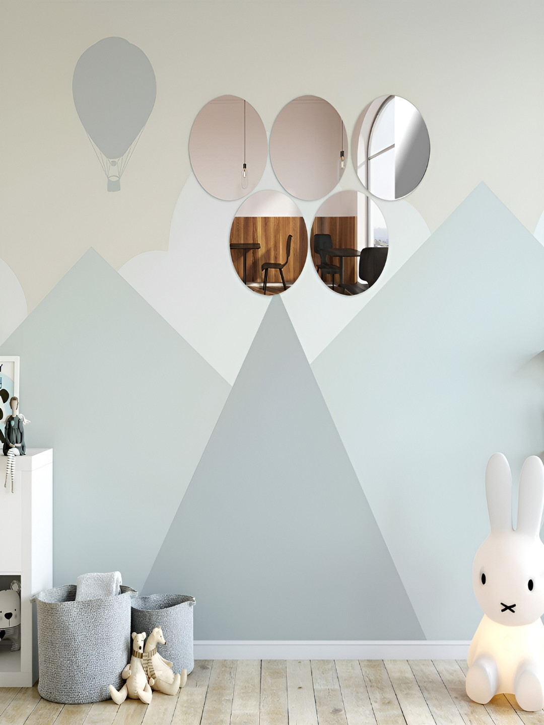 Kuber Industries Silver Toned 6 Pieces Self Adhesive Mirror Stickers For Wall