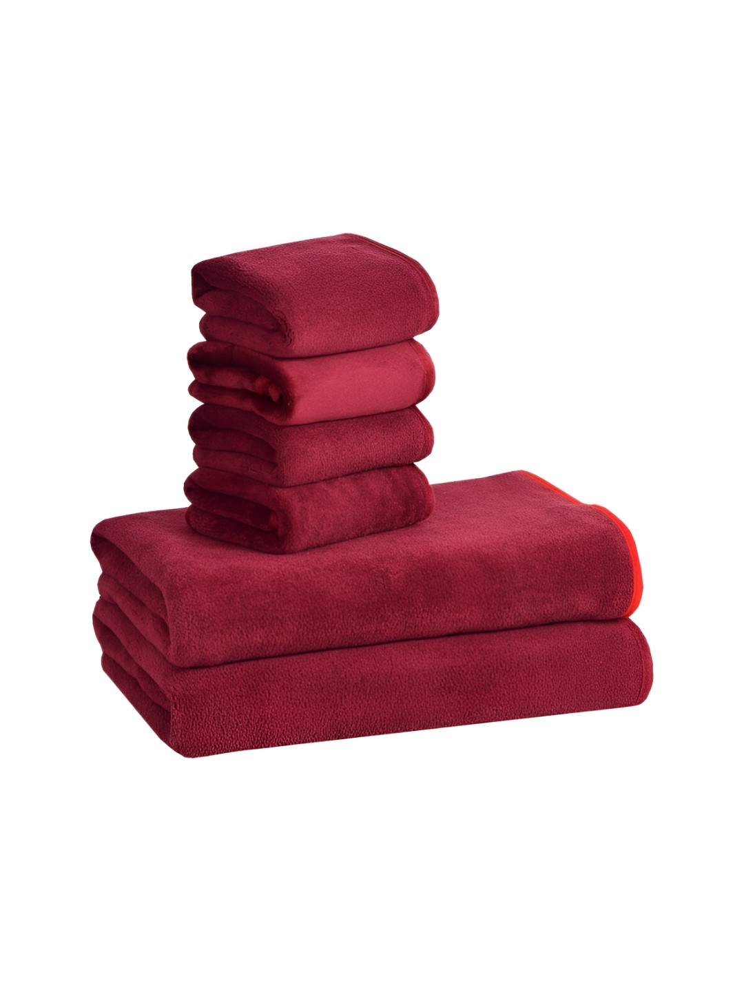 Cotton Bolls Textiles Maroon 6Pcs Microfiber 300 GSM Ultra Soft Towel Set