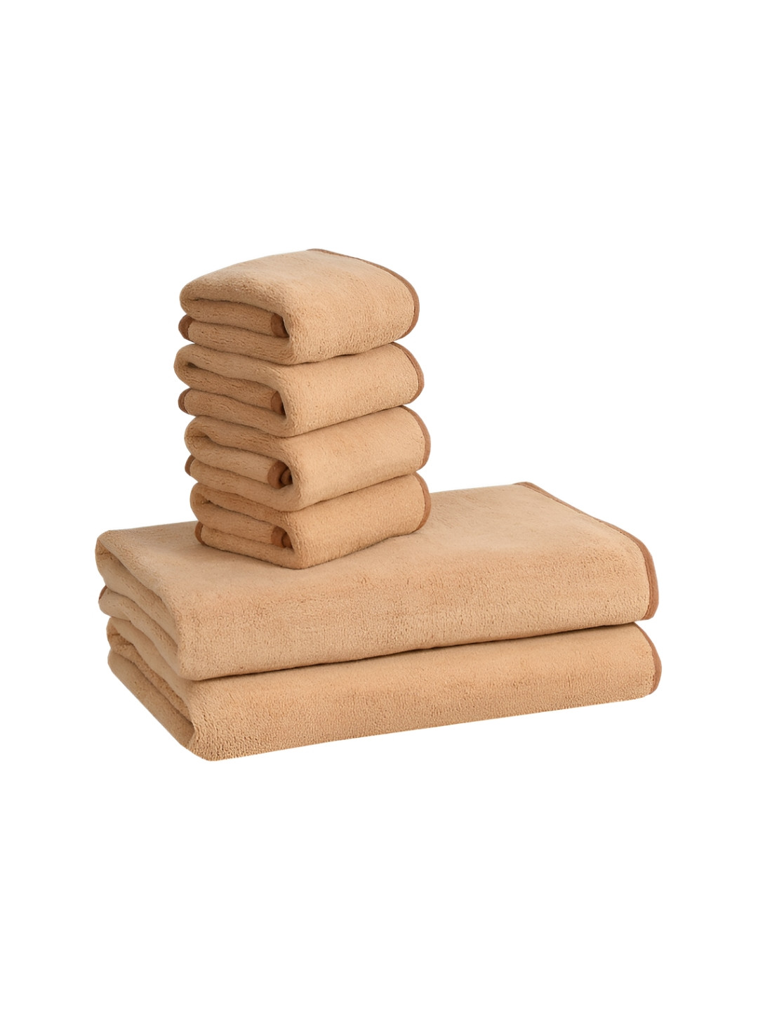 Cotton Bolls Textiles Brown 6Pcs Microfiber 300 GSM Ultra Soft Towel Set