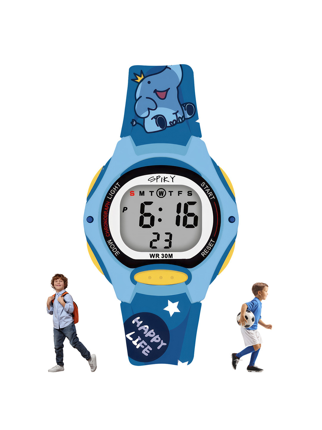 Spiky Unisex Kids Printed Dial & Straps Digital Automatic Watch SPKEVA18_C5_BLU