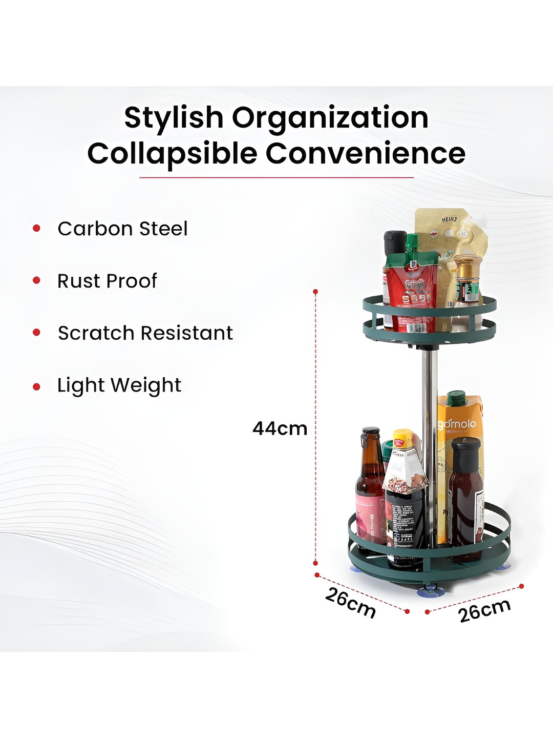 Kuber Industries Solid 2-Layer Rotating Multi-Utility Organiser