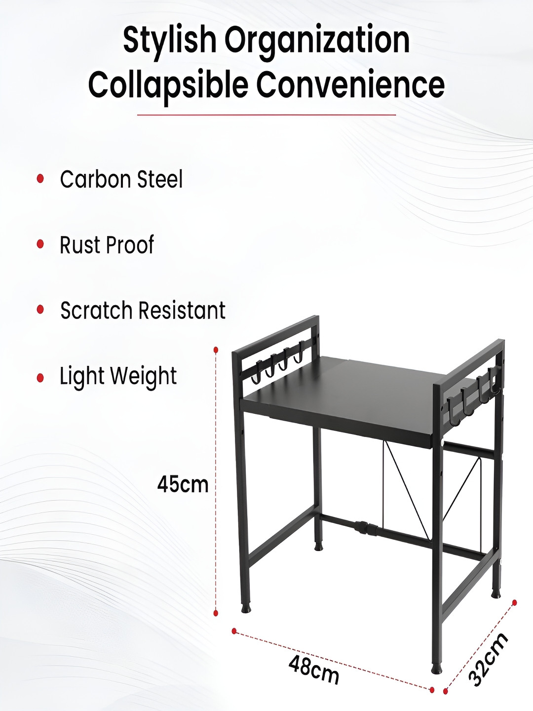 Kuber Industries Black Wooden Kitchen Shelf Organizer