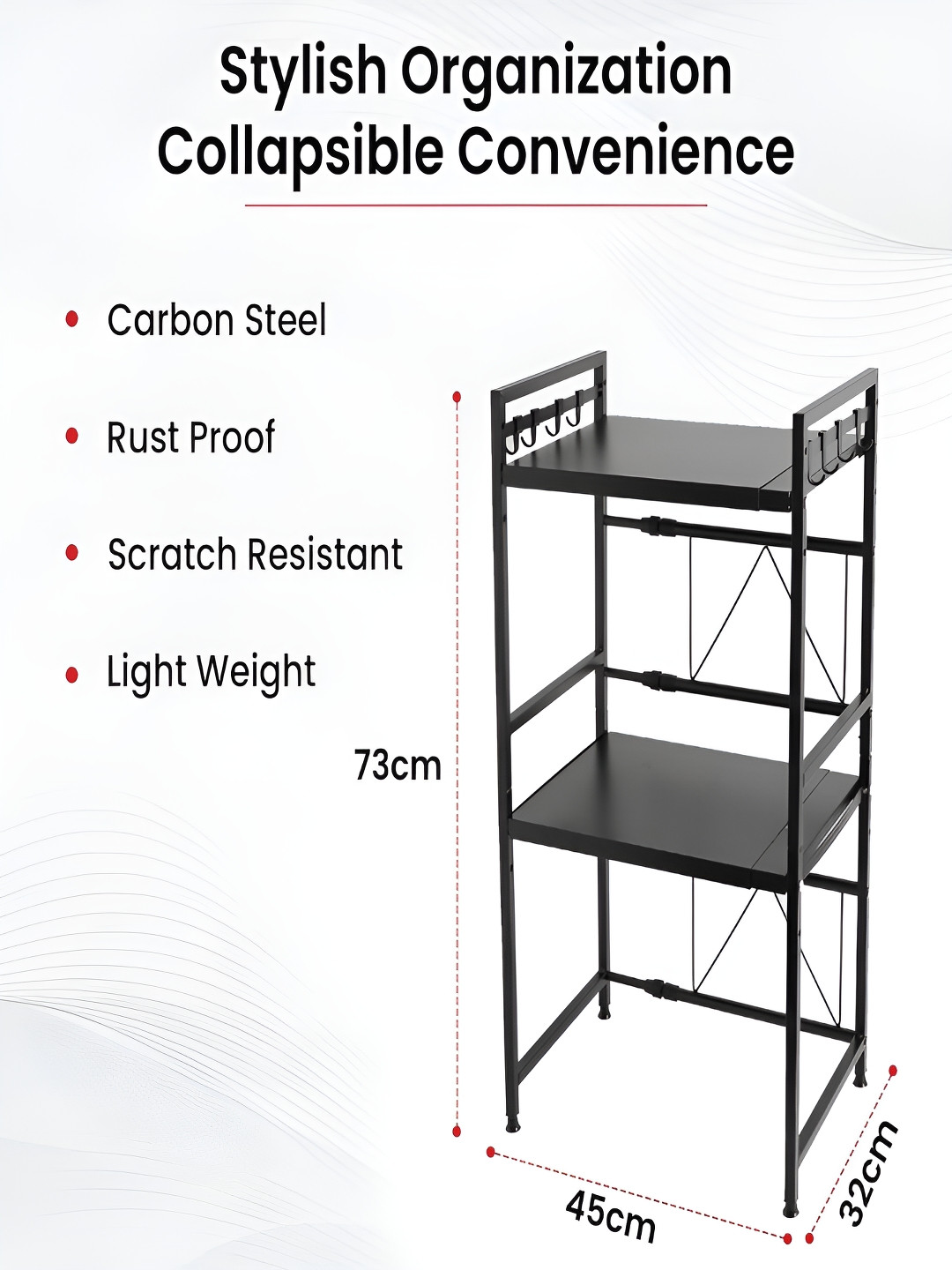 Kuber Industries Black Wooden Kitchen Counter Shelf Organizer