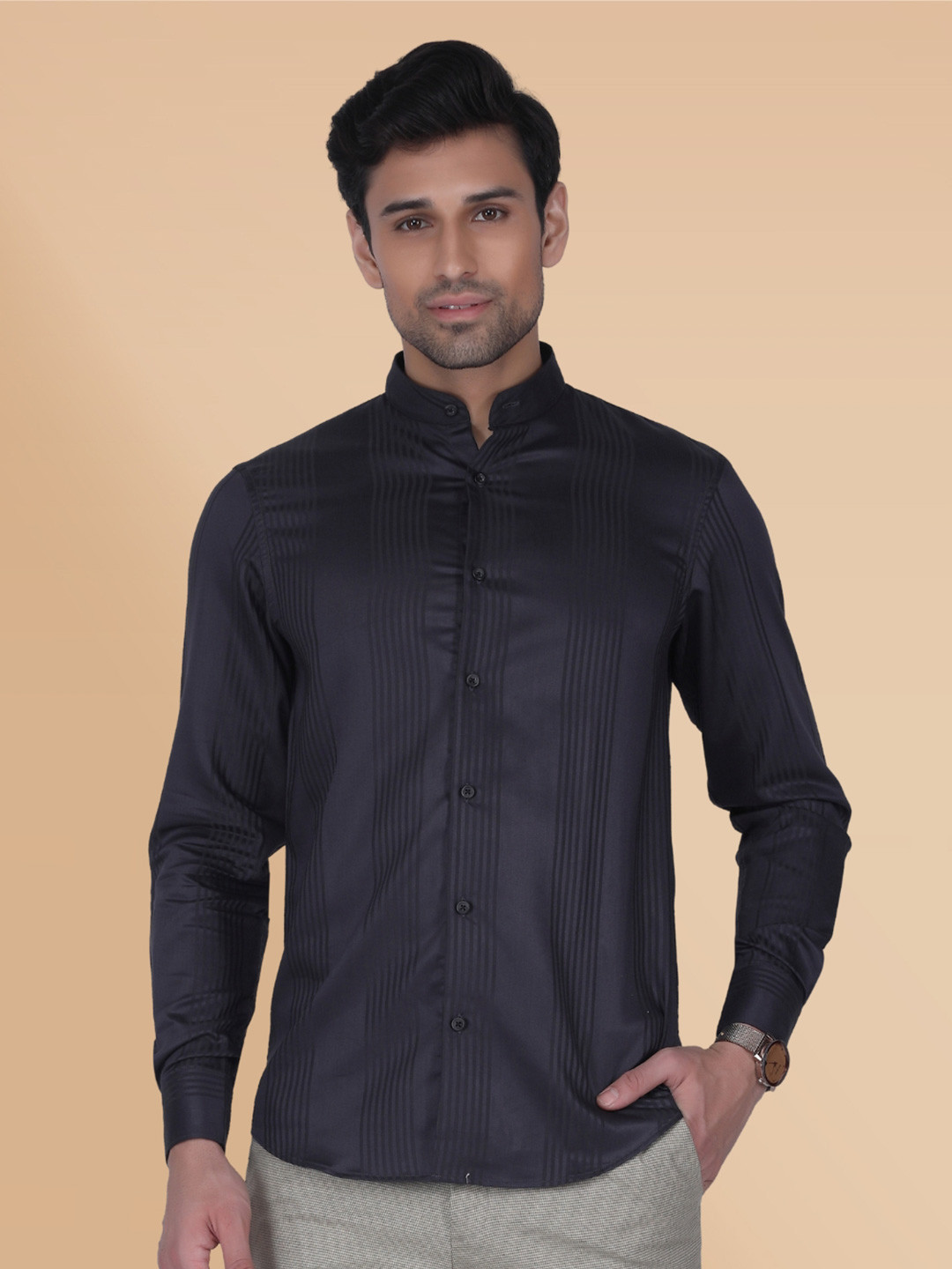 Berkshire Men Smart Slim Fit Opaque Striped Casual Shirt