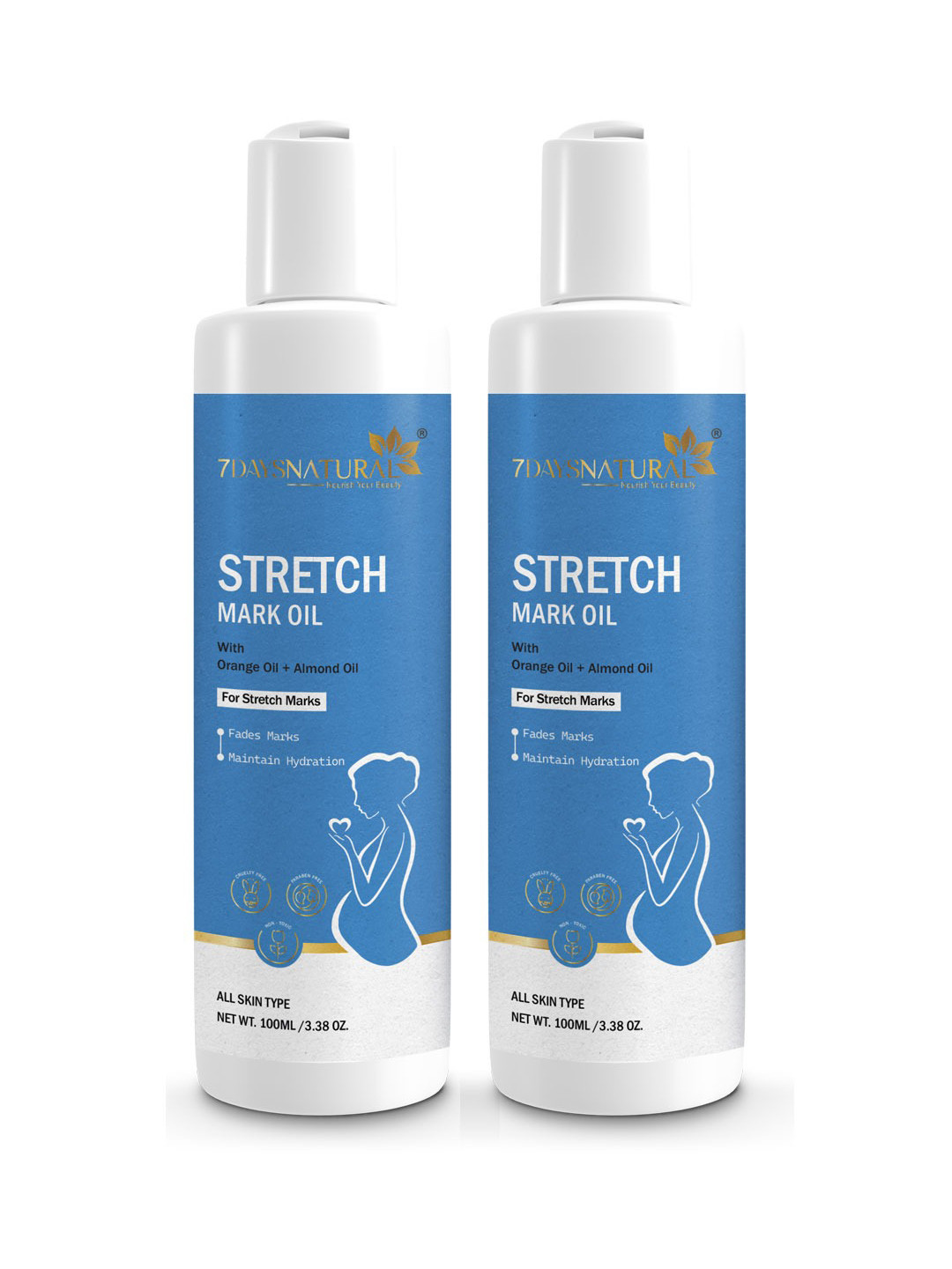 7DAYSNATURAL 2-Pcs Stretch Mark Oil With Vitamin E - 100ml Each