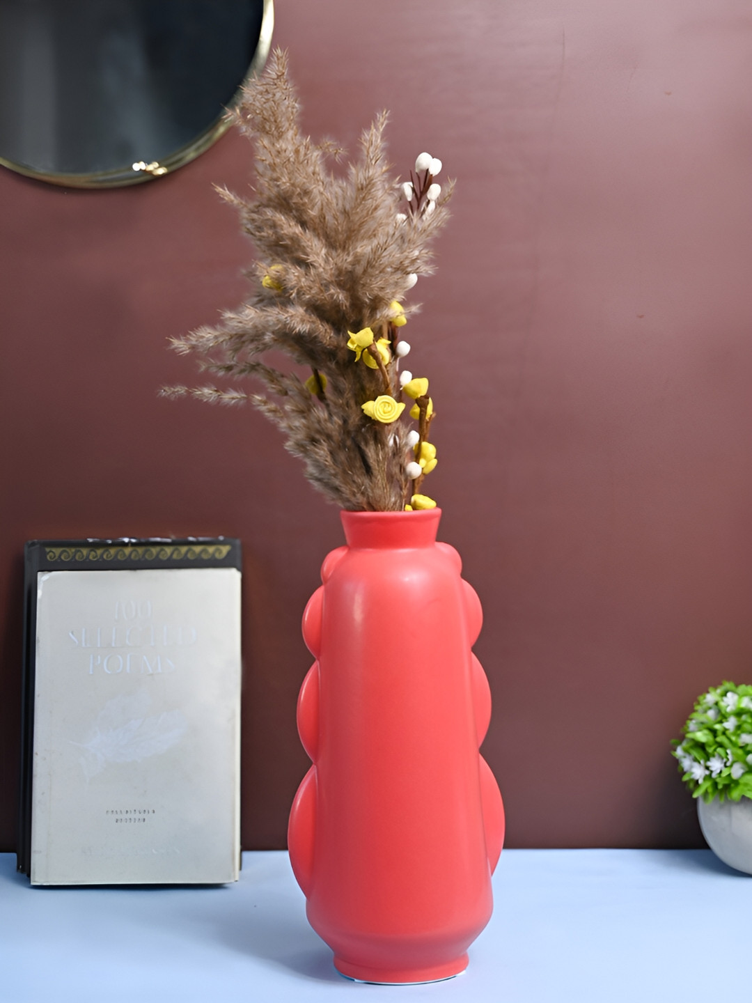 MARKET99 Red Asymmetric Ceramic Vase