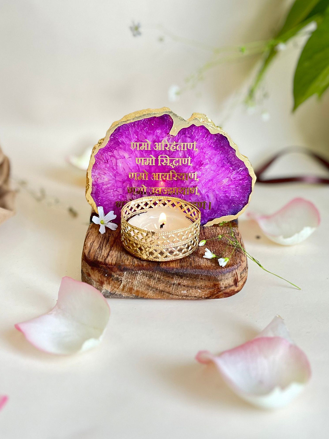 HOMEARTE Pink Stoneware Tea Light Candle Holders