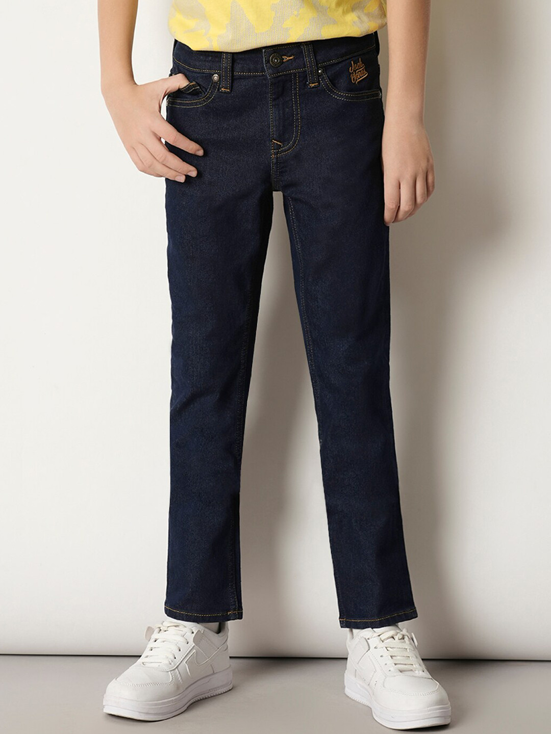 Jack & Jones Junior Boys Straight Fit Clean Look Light Fade Pure Cotton Whiskers Jeans