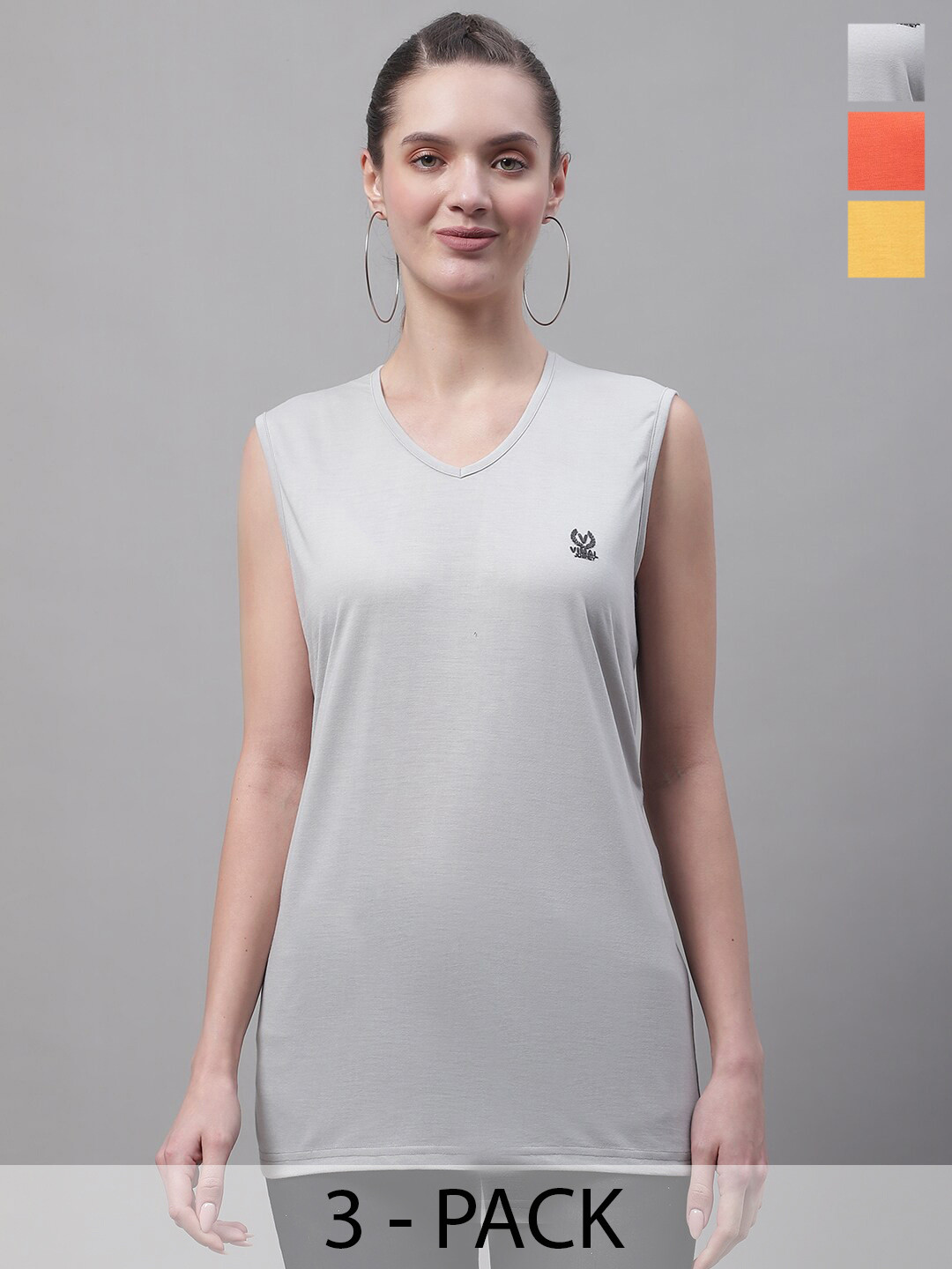 MACK JONNEY Pack of 3 V-Neck Cotton Longline Gym T-shirts