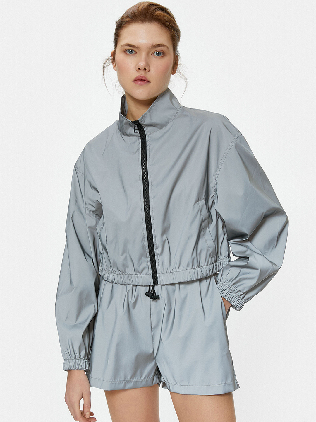 Koton Stand Collar Three-Quarter Sleeves Tailored Jacket