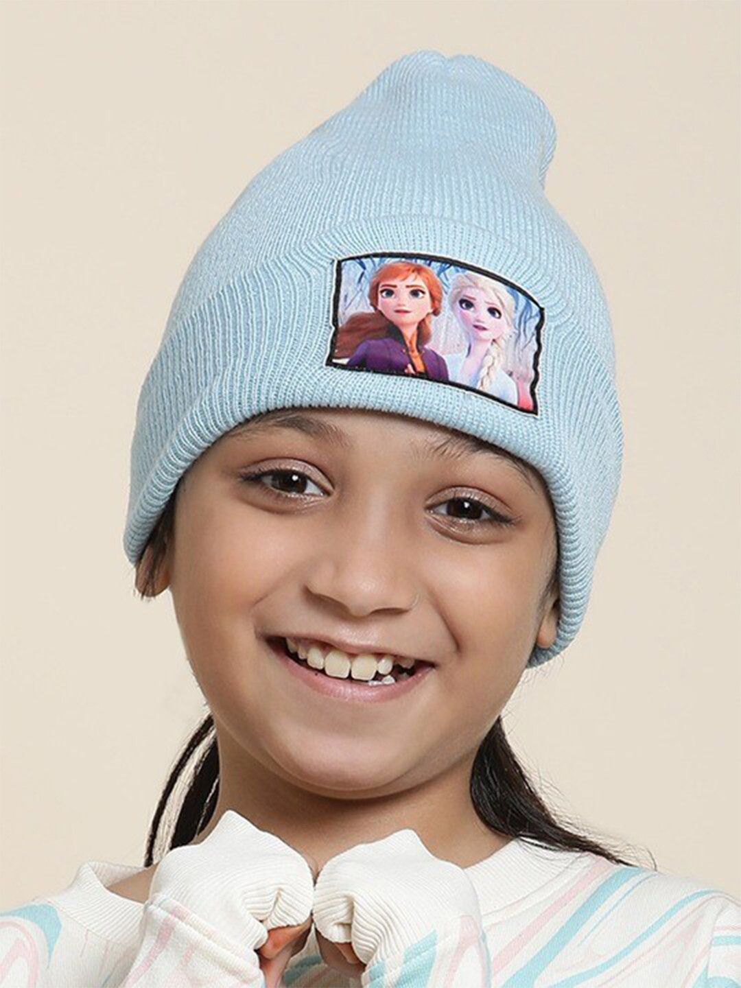 Kids Ville Girls Frozen Printed Acrylic Beanie