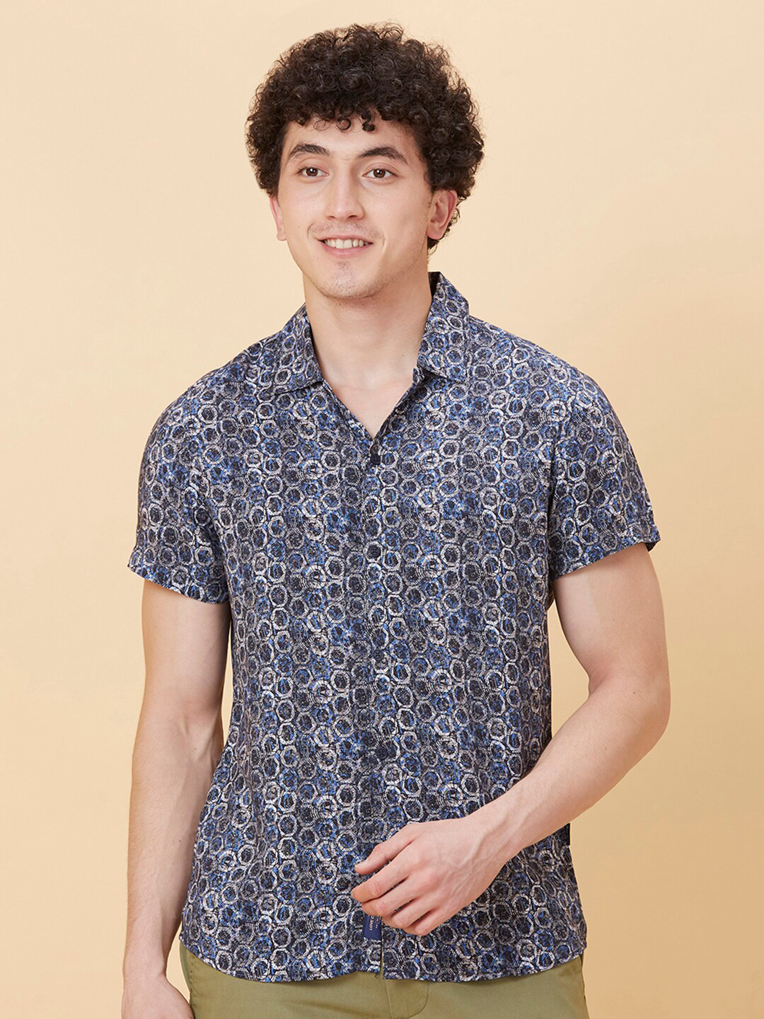 Being Human Spfread Collar Slim Fit Abstract Printed Casual Shirt