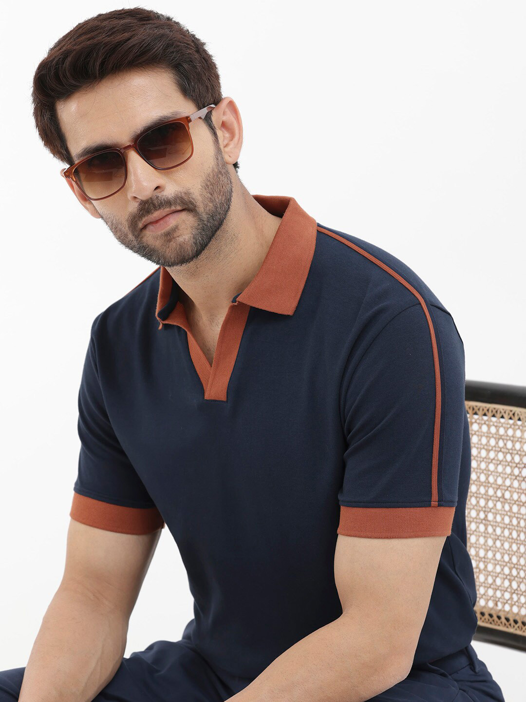 RARE RABBIT Men Geller Regular Fit Polo Collar Cotton T-Shirt