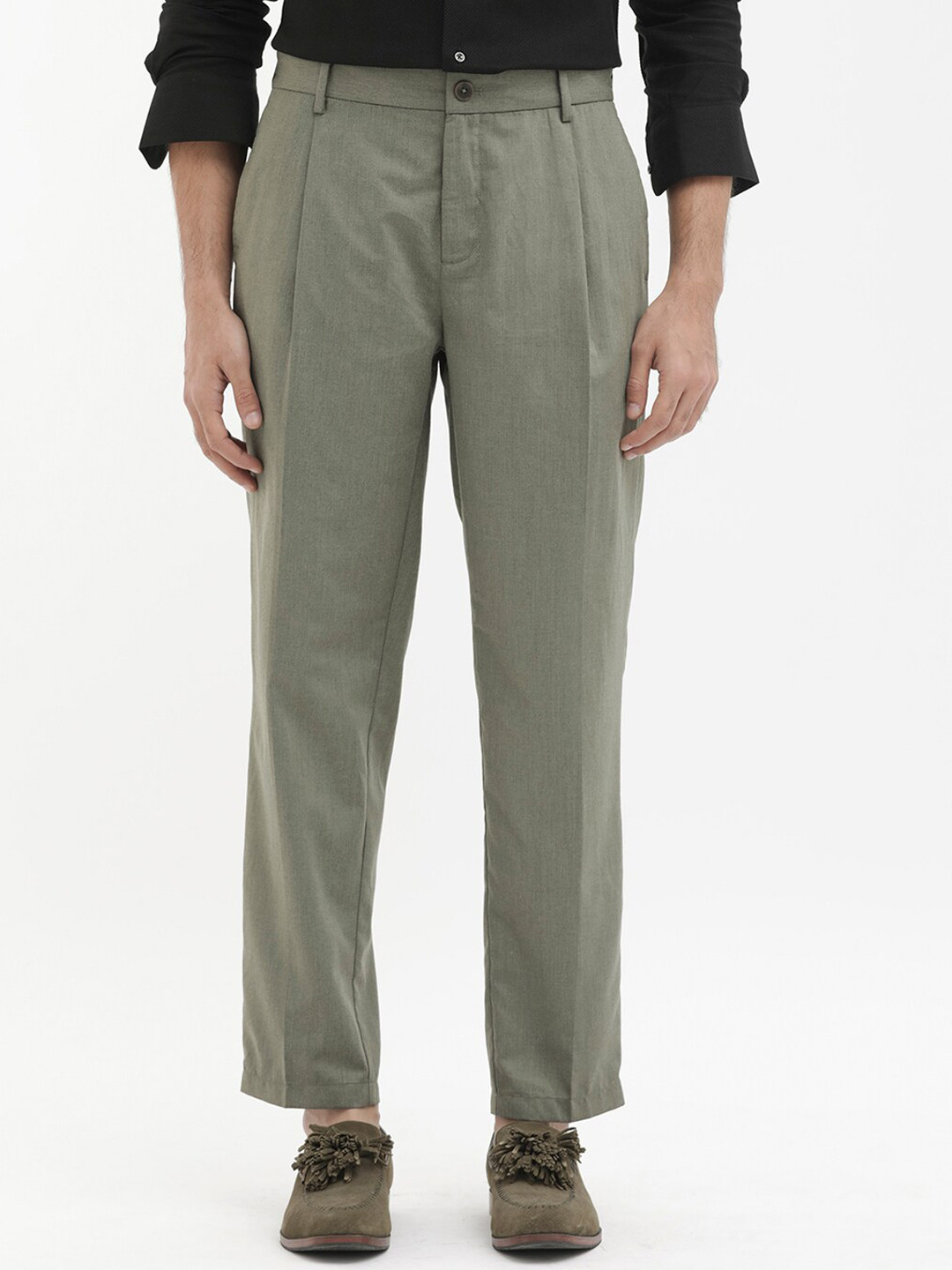 RARE RABBIT Men Echo Mid Rise Cotton Trousers