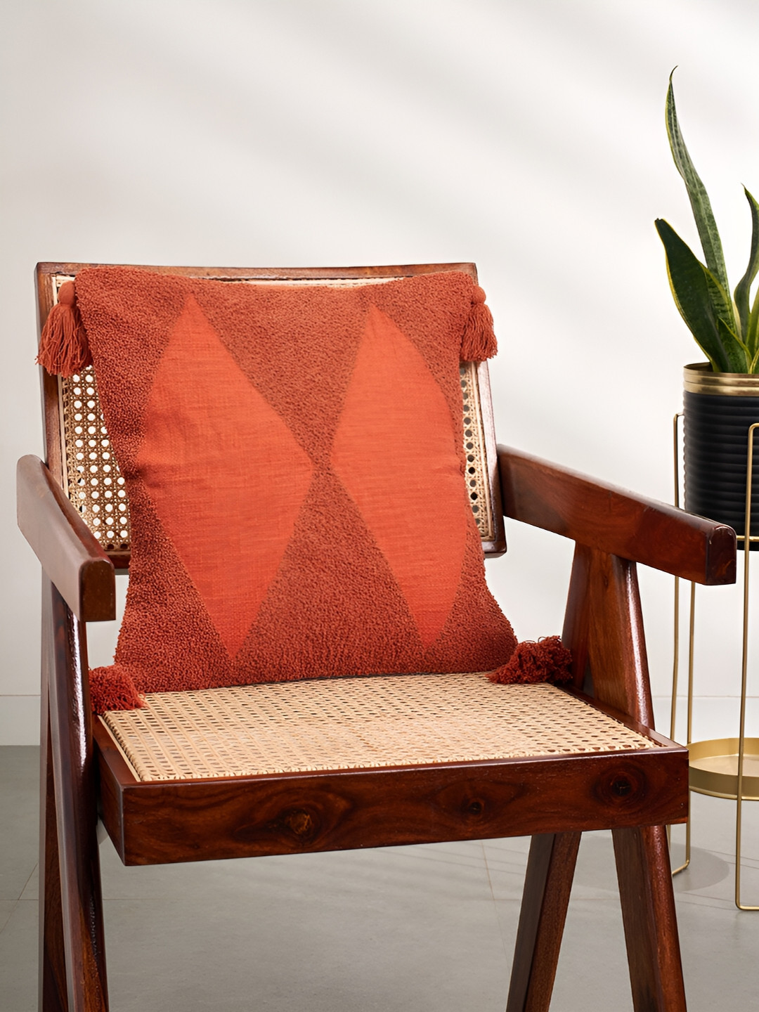 Living scapes by Pantaloons Rust Square Cushion Cover