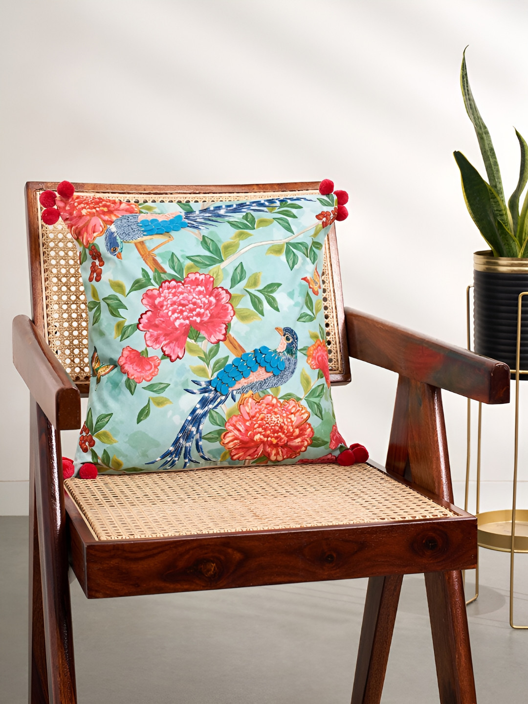 Living scapes by Pantaloons Ethnic Motifs Cotton Embroidered Cushion Covers - 15.7 x 15.7 In