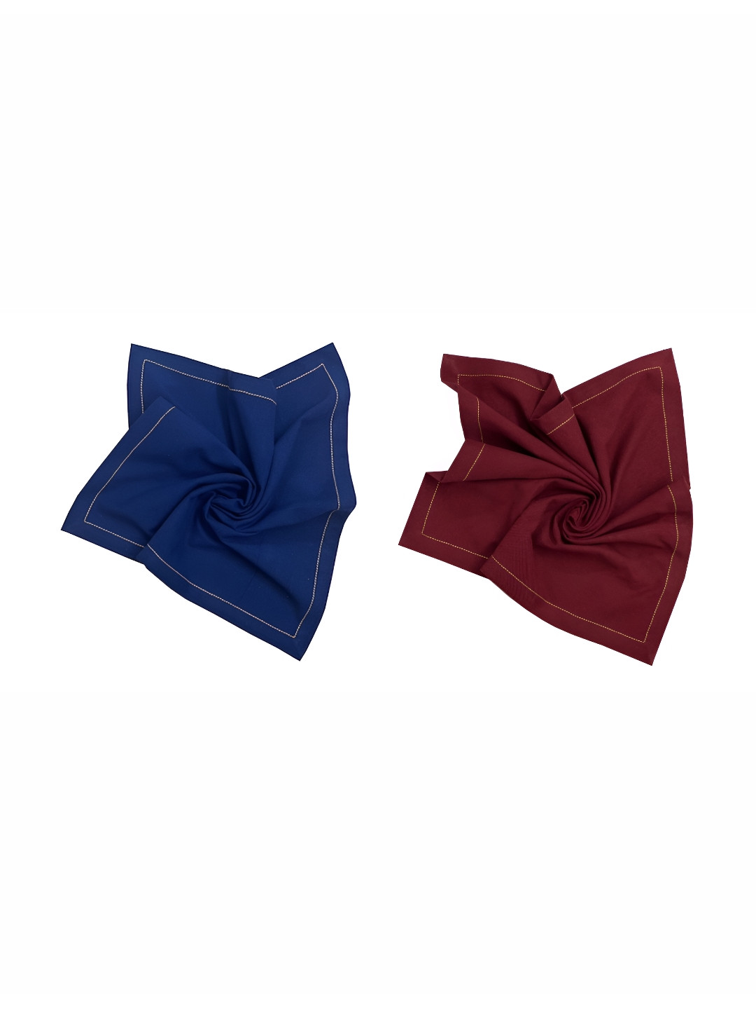 FOVEROS 8 Pieces Maroon & Blue Cotton Dinner Table Napkins