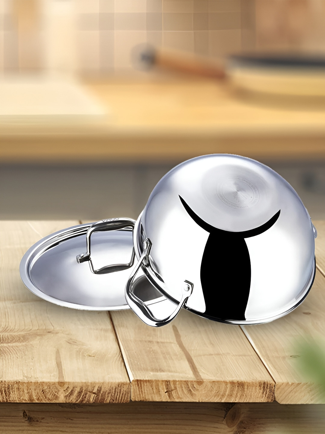 Kuber Industries Silver Toned Stainless Steel Riveted Handles Frying Pan 2 L