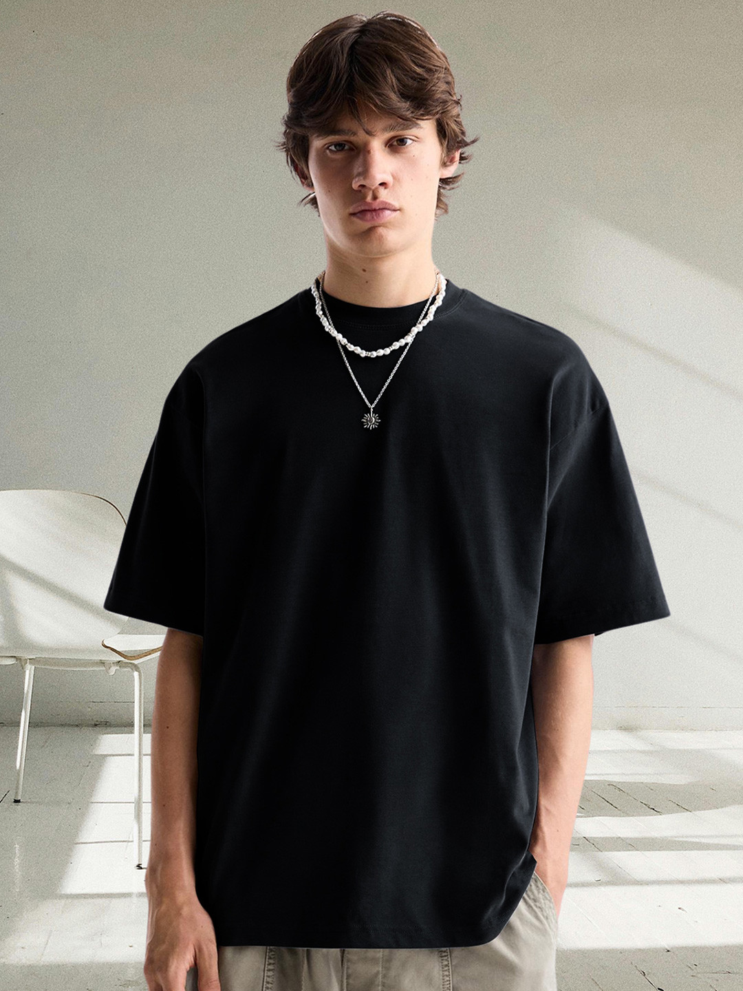 PRONK Drop-Shoulder Sleeves Cotton Oversized T-shirt