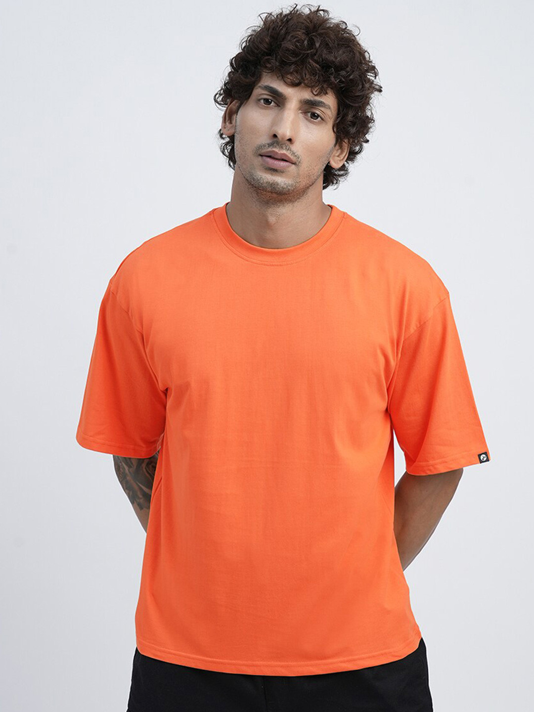 PRONK Orange Oversized Cotton T-shirt