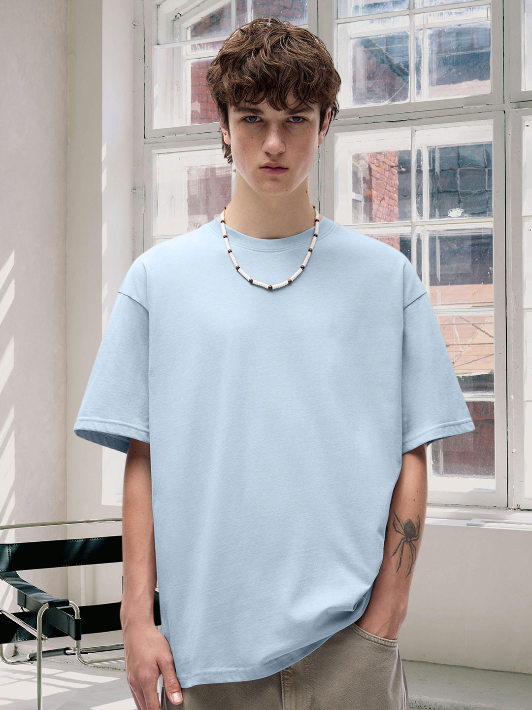 PRONK Pure Cotton Oversized Round Neck T-shirt