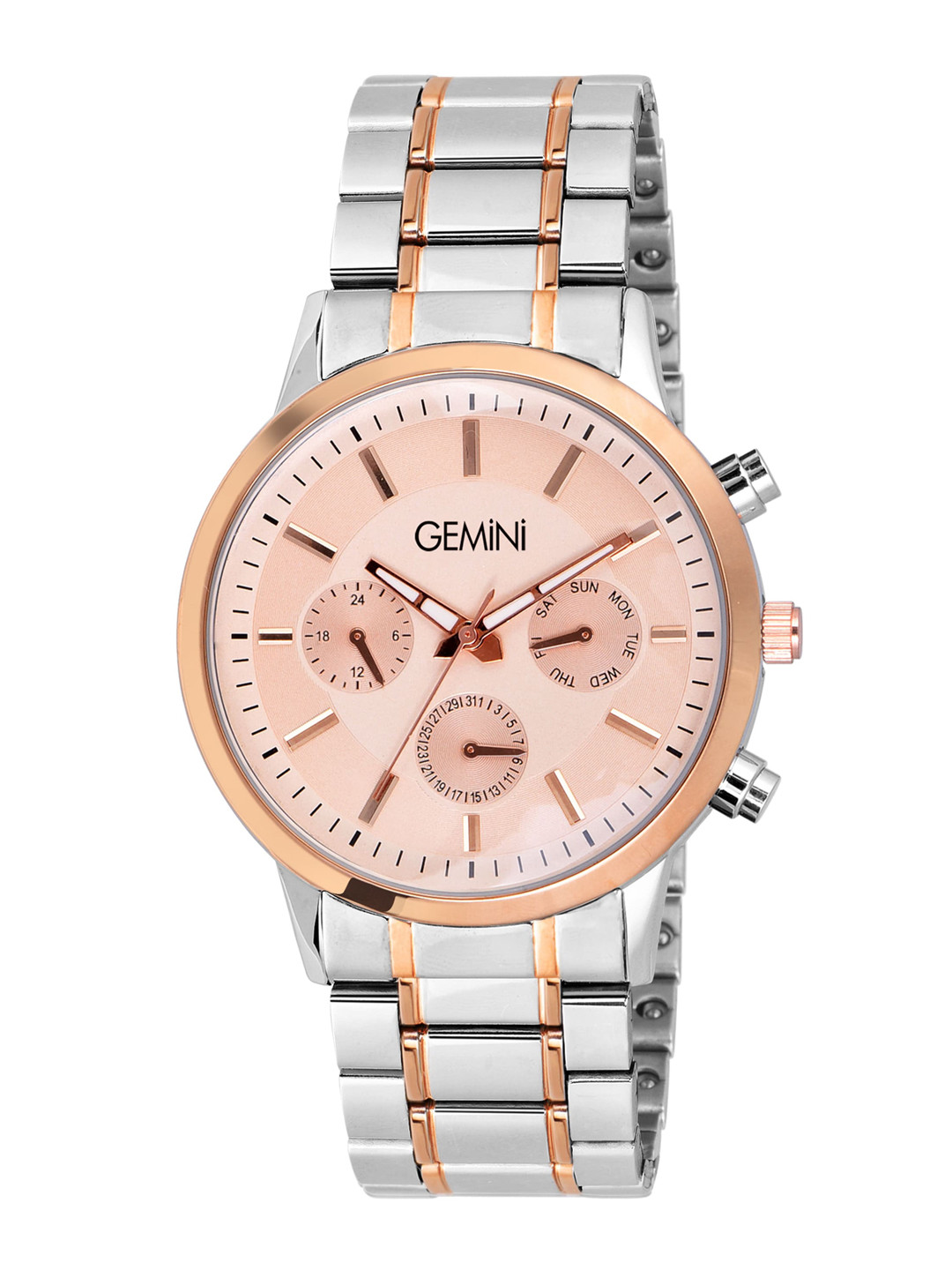 GEMINI Men Dial & Stainless Steel Straps Round Analogue Watch BSN 1368KM01