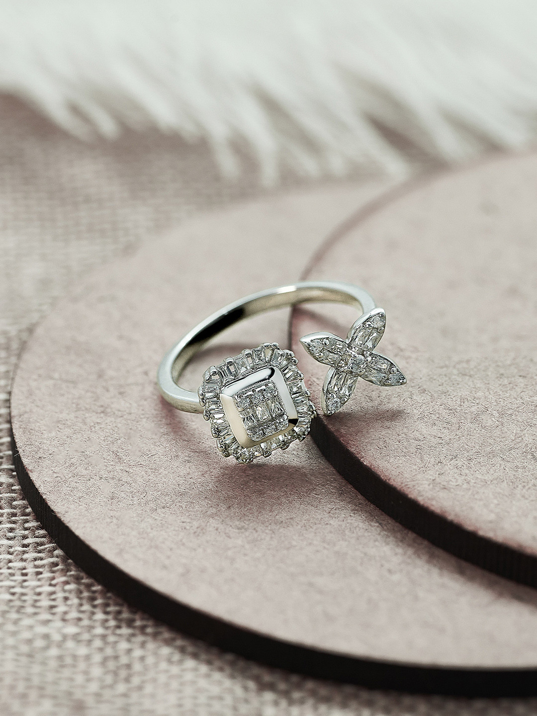 SILBERRY Silver Plated Cubic Zirconia Ring