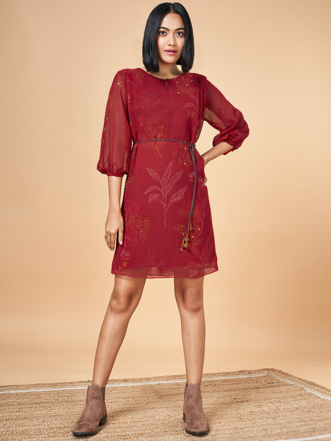 Marigold Lane Floral Printed A-Line Dress