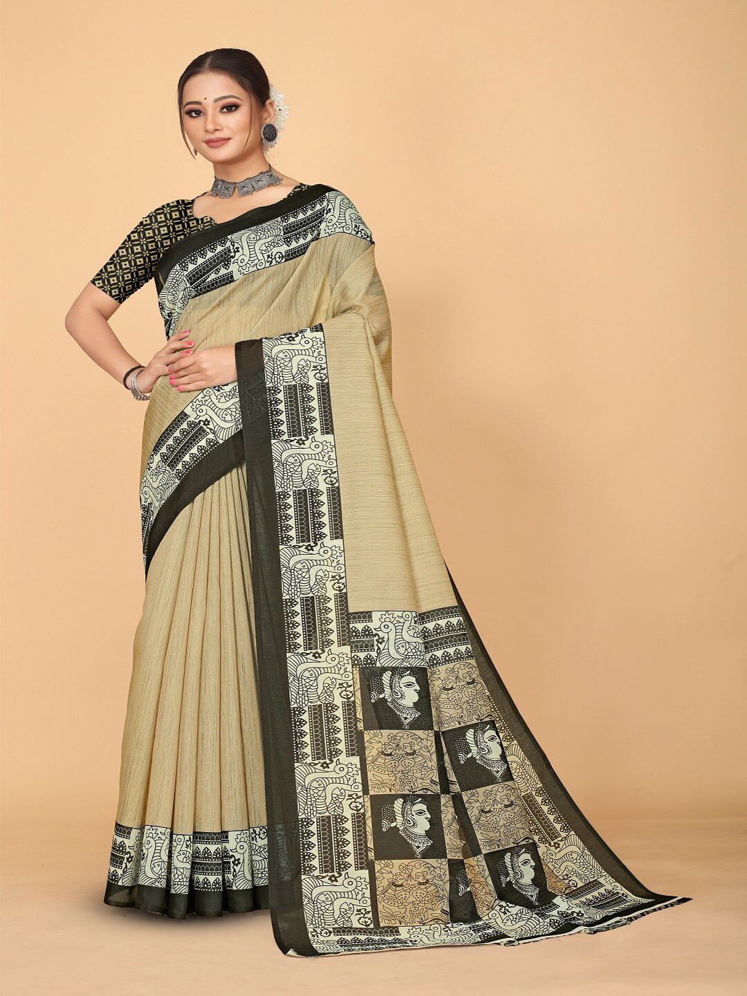 vishwa vijay Ethnic Motifs Printed Chanderi Saree