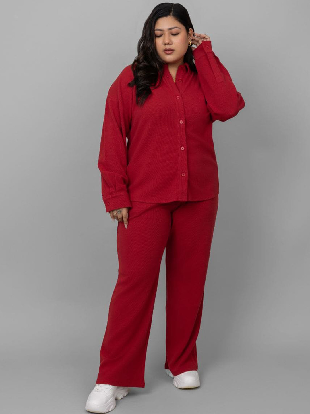 necesera Plus Size Spread Collar Casual Shirt
