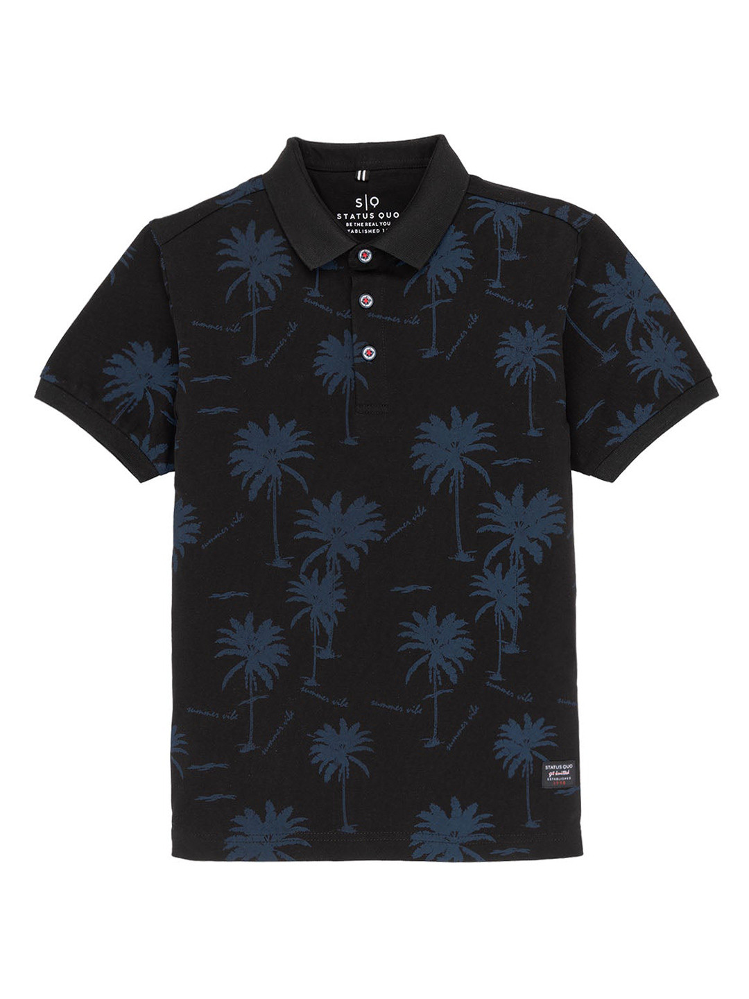 Status Quo Kids Tropical Printed Polo Collar T-shirt