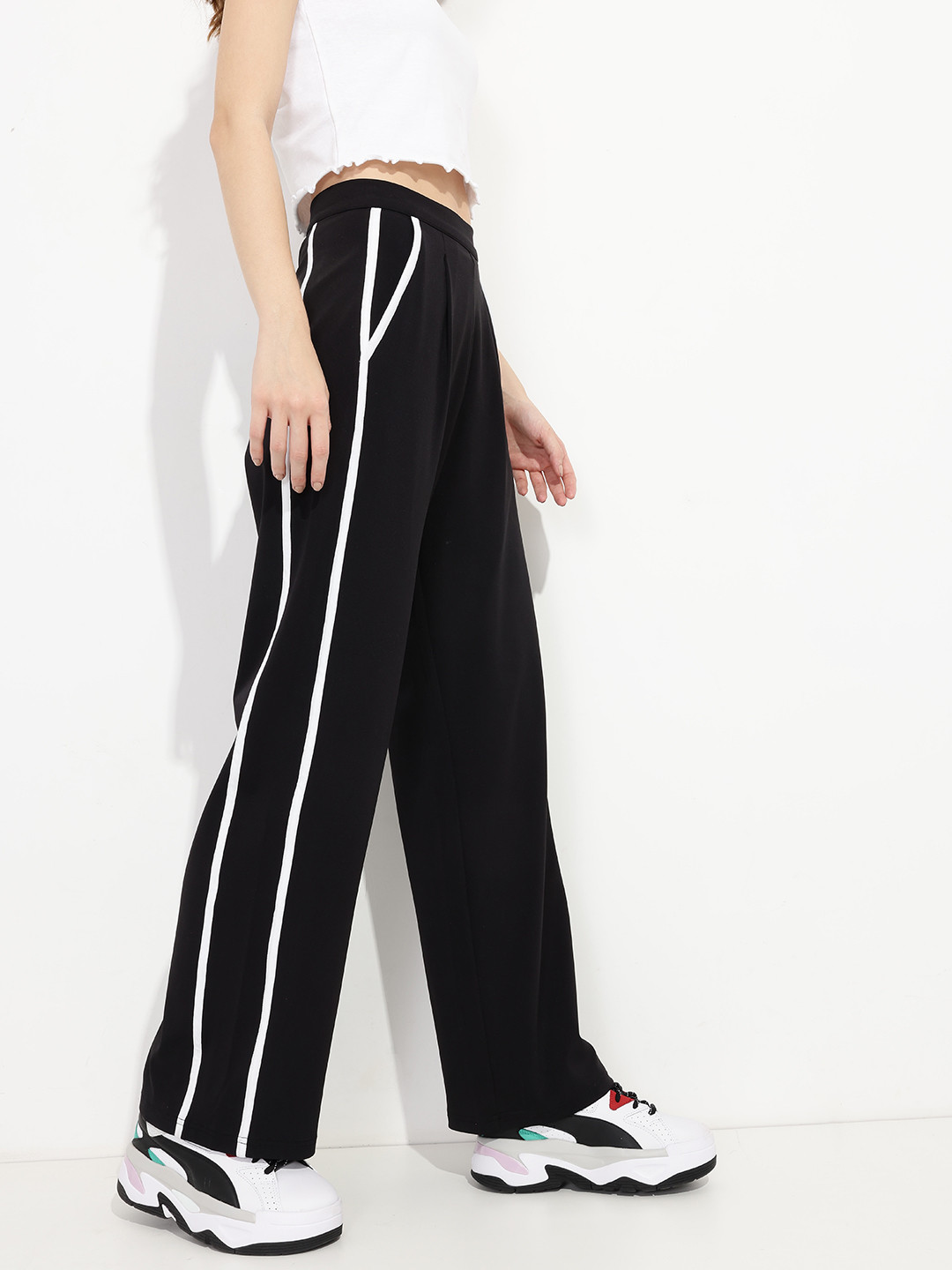 DressBerry Women Side Stripe Loose Fit Trousers