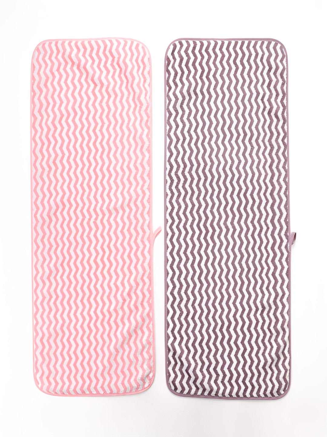 Kuber Industries Pink & Grey 2 Pcs Chevron Striped 280 GSM Hand Towels