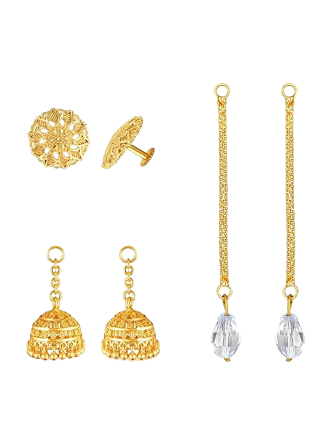 Vighnaharta Set of 3 Gold Plated Drop Earrings