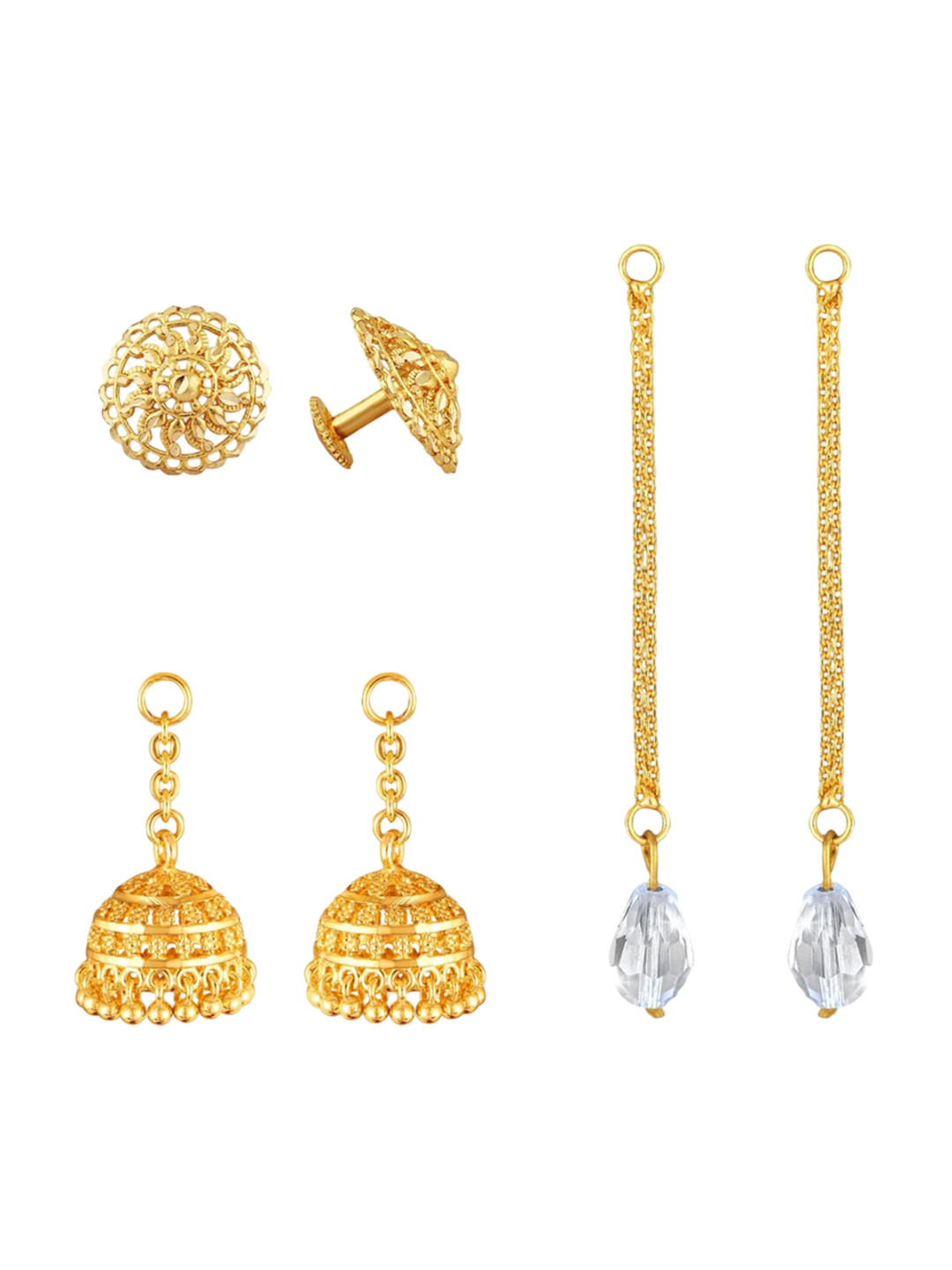 Vighnaharta Gold-Plated Contemporary Removable Stud Chain Jhumkas