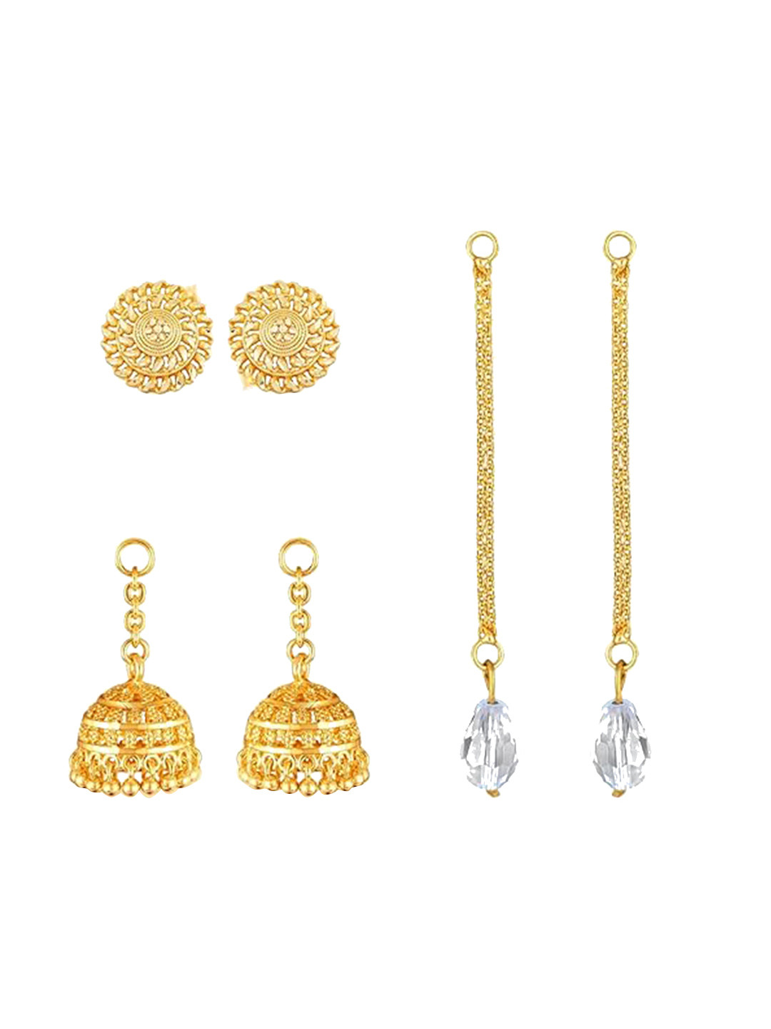 Vighnaharta Set Of 3 Gold-Plated Drop Earrings