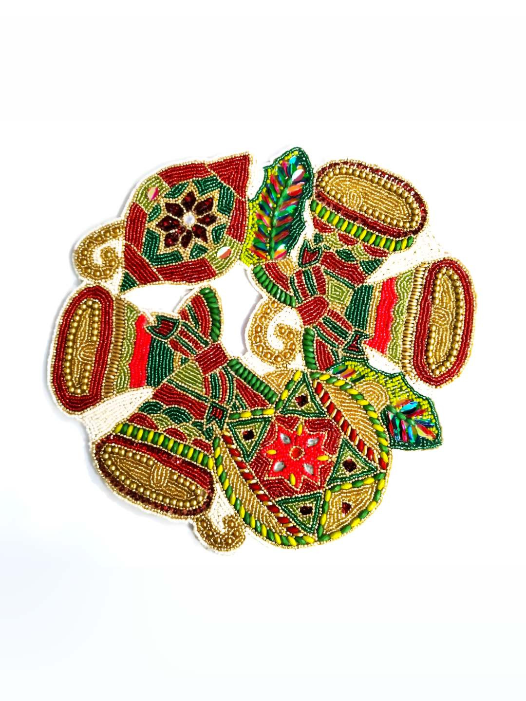 PURINA'S Red & Green Dining Table Beaded Placemat