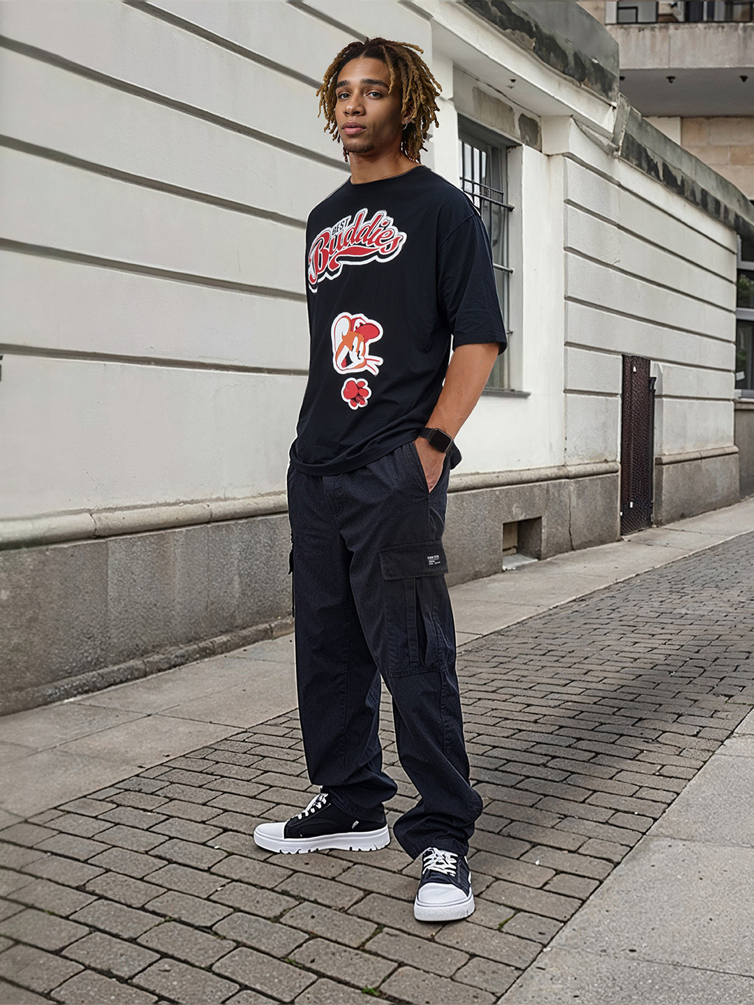 Kook N Keech Batman Typography Tom & Jerry Printed Pure Cotton Oversized T-shirt