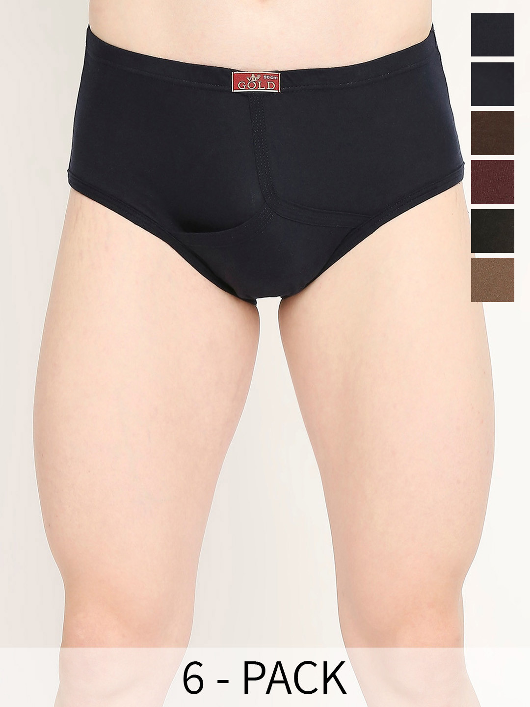 VIP Men Pack Of 6 Assorted Cotton Basic Briefs VP-MI-BF-GOLDC-10P-80-PO6