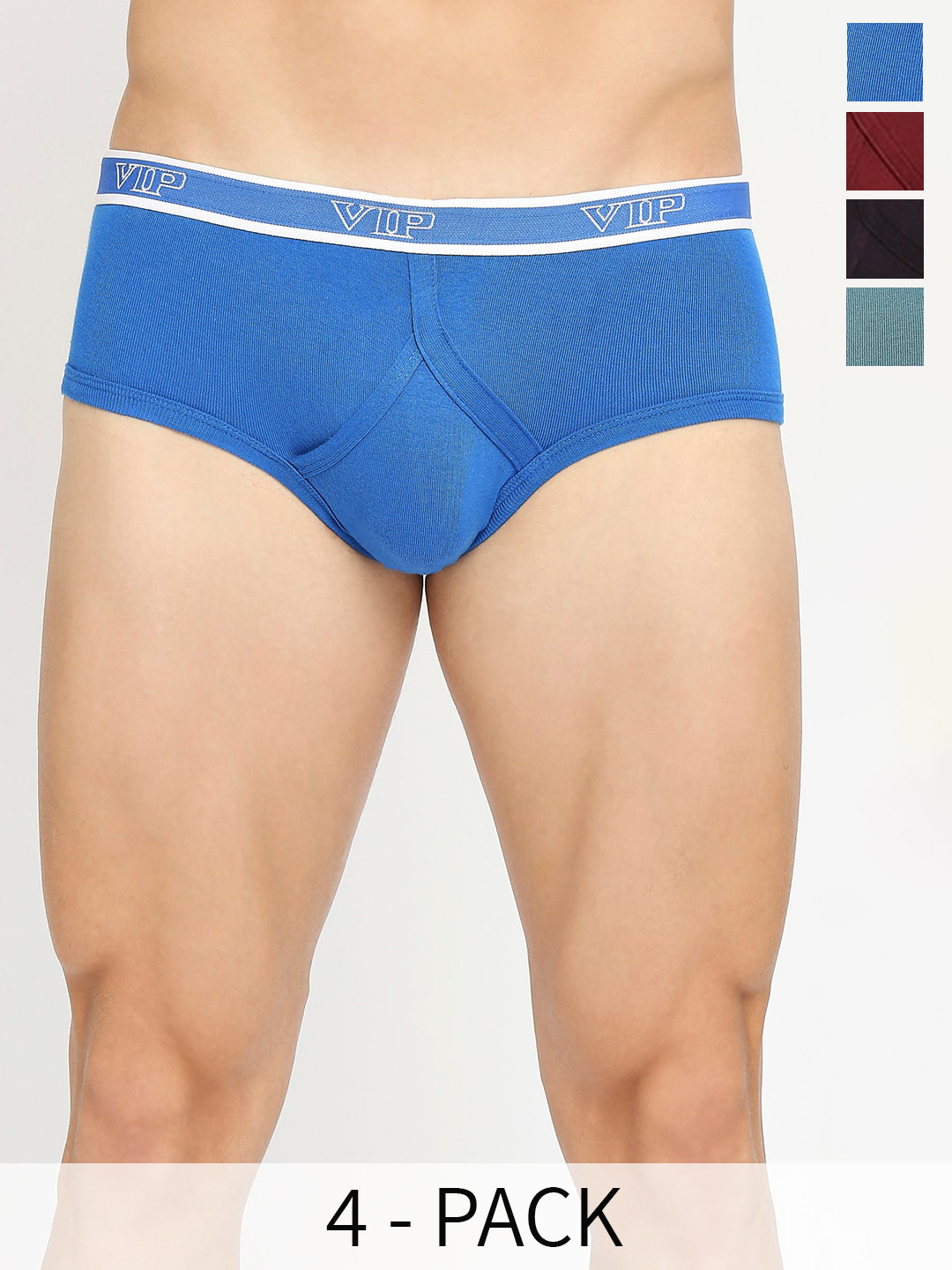 VIP Men Pack Of 4 Assorted Cotton Basic Briefs VP-MI-BF-SPECT-10P-80-PO4